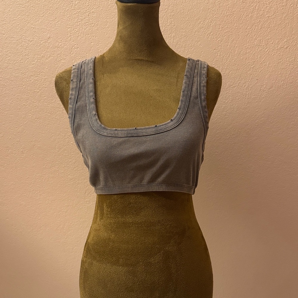 Zara Charcoal Ribbed Tank Top